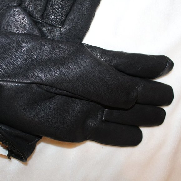 NWT UGG MEN'S 3 POINT SNAP LEATHER WOOL LINED WINTER GLOVES BLACK M L - Picture 5 of 5